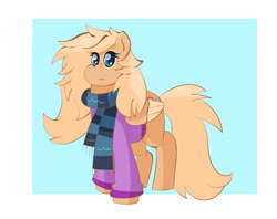 Size: 1592x1259 | Tagged: safe, artist:redfire-pony, imported from derpibooru, oc, oc only, oc:mirta whoowlms, pegasus, pony, clothes, scarf, smiling, solo, striped scarf, sweater