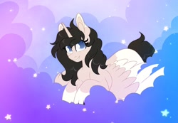 Size: 2048x1418 | Tagged: safe, artist:karzii, imported from derpibooru, oc, oc only, oc:bejewelled clouddust, alicorn, pony, art trade, emo, lgbt, ponysona