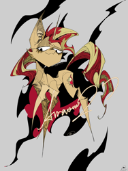 Size: 1600x2133 | Tagged: safe, artist:avravous, imported from derpibooru, sunset shimmer, pony, unicorn, female, gray background, horn, mare, simple background, solo