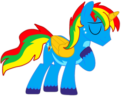 Size: 1615x1278 | Tagged: safe, artist:shieldwingarmorofgod, imported from derpibooru, oc, oc:shield wing, alicorn, alicorn oc, eyes closed, greeting, horn, male, simple background, solo, transparent background, vector, wings