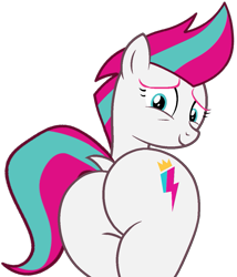 Size: 973x1136 | Tagged: safe, artist:shieldwingarmorofgod, imported from derpibooru, zipp storm, pegasus, pony, butt, dock, g5, g5 to g4, generation leap, looking at you, looking back, looking back at you, plot, rear view, simple background, solo, tail, transparent background, vector, zippbutt