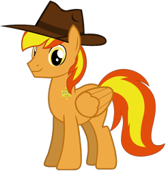 Size: 1150x1182 | Tagged: safe, artist:star-armour95, imported from derpibooru, oc, oc:firey ratchet, badge, detective, fedora, hat, male, simple background, smiling, transparent background, vector