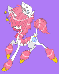 Size: 1078x1350 | Tagged: safe, artist:aspenglowe, imported from derpibooru, oc, oc only, earth pony, pony, concave belly, pink fur, purple background, simple background, skinny, solo, thin, white coat