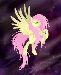 Size: 599x729 | Tagged: safe, artist:altohearts, imported from derpibooru, fluttershy, pegasus, pony, 2014, eyes closed, female, full body, lineless, mare, solo, spread wings, wings