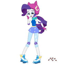 Size: 3000x3000 | Tagged: safe, artist:nie-martw-sie-o-mnie, imported from derpibooru, rarity, equestria girls, alternate universe, commission, commissioner:jrshinkansenhorse, deflated, deflation, flat tire, friendship games outfit, gasp, holes, horrified, implied time travel, my little pony equestria girls: friendship games, nails, puncture, roller skates, sad, shocked, simple background, skates, star trek, star trek: sunset shimmer, this will not end well, thumbtack, thumbtacks, transparent background, tri-cross relay outfit, wheel