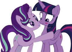 Size: 1594x1154 | Tagged: safe, anonymous editor, imported from derpibooru, starlight glimmer, twilight sparkle, alicorn, pony, unicorn, female, horn, lesbian, shipping, twistarlight