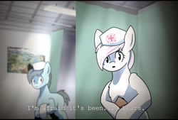 Size: 2500x1688 | Tagged: safe, artist:chaosmauser, nurse redheart, pony, clipboard, dialogue, female, mare, metal gear