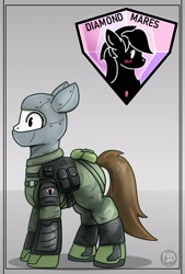 Size: 1084x1600 | Tagged: safe, artist:chaosmauser, oc, oc only, pony, diamond, female, mare, metal gear, metal gear solid 5, military uniform