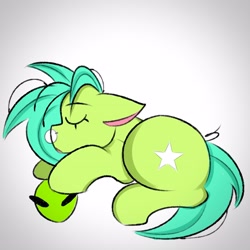 Size: 2560x2560 | Tagged: safe, artist:namelessplaza, imported from derpibooru, oc, oc only, oc:starzie, alien, alien pony, pony, sleeping