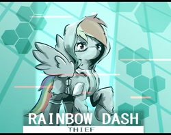 Size: 2048x1624 | Tagged: safe, artist:chaosmauser, rainbow dash, pony, clothes, female, mare, mask, thief