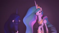 Size: 1920x1080 | Tagged: safe, artist:midnightdanny, princess celestia, princess luna, pony, 3d, female, mare, siblings, sisters