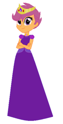 Size: 242x478 | Tagged: safe, artist:glittertiara, artist:selenaede, imported from derpibooru, scootaloo, human, equestria girls, base used, clothes, crossed arms, crown, cute, cutealoo, dress, female, jewelry, necklace, poofy shoulders, princess, princess scootaloo, regalia, scootaloo also dresses in style, smiling, solo