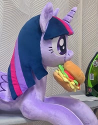 Size: 942x1200 | Tagged: safe, artist:mdcraft10, imported from derpibooru, twilight sparkle, alicorn, pony, burger, food, plushie, solo, twilight burgkle