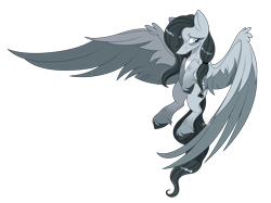 Size: 4660x3492 | Tagged: safe, artist:angellightyt, imported from derpibooru, oc, oc only, oc:silent script, pegasus, pony, artfight, bags under eyes, coat markings, colored wings, colored wingtips, eyelashes, flying, gift art, gray coat, gray hooves, gray wingtips, hair over one eye, knee blush, large wings, leg blush, long mane, long mane male, long muzzle, long tail, looking back, male, male oc, pegasus oc, ponytail, shiny mane, shiny tail, simple background, slender, solo, speckled, spread wings, stallion, stallion oc, sternocleidomastoid, striped mane, striped tail, tail, thin, tied mane, transparent background, two toned wings, unshorn fetlocks, watermark, wavy tail, white eyes, wing fluff, wings