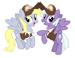 Size: 723x563 | Tagged: safe, edit, imported from derpibooru, vector edit, appointed rounds, derpy hooves, pegasus, pony, appointedderp, duo, duo female, female, hat, lesbian, mailmare, shipping, spread wings, vector, wings