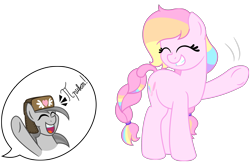 Size: 3000x2000 | Tagged: safe, artist:besttubahorse, imported from derpibooru, oc, oc only, oc:colorblaze, oc:zippy snips, cyrillic, eyes closed, motion lines, russian, simple background, smiling, text, transparent background, vector, waving