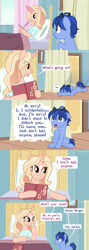 Size: 1280x3600 | Tagged: safe, artist:limedazzle, imported from derpibooru, oc, oc only, oc:james, oc:lena, pony, book, colt, comic, female, foal, horns, male, mare