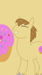 Size: 2160x3840 | Tagged: safe, derpibooru exclusive, imported from derpibooru, donut joe, unicorn, donut, food, horn, looking at you, male, smiling, smiling at you, solo, stallion, wallpaper