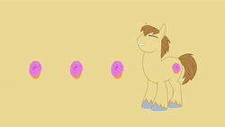 Size: 3840x2160 | Tagged: safe, derpibooru exclusive, imported from derpibooru, donut joe, unicorn, donut, food, horn, looking at you, male, smiling, smiling at you, solo, stallion, wallpaper