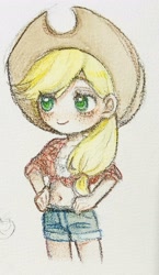 Size: 1600x2760 | Tagged: safe, artist:8322485074, imported from derpibooru, applejack, solo, traditional art