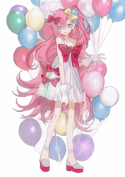 Size: 2480x3508 | Tagged: safe, artist:mo10428200, imported from derpibooru, pinkie pie, human, balloon, human coloration, humanized, moe, simple background, that human sure does love balloons, white background