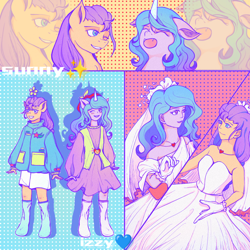 Size: 1080x1080 | Tagged: safe, artist:maretime, imported from derpibooru, izzy moonbow, sunny starscout, human, female, g5, humanized, lesbian, moonscout, shipping