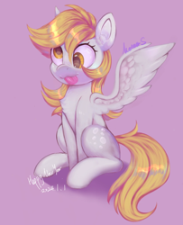 Size: 1048x1290 | Tagged: safe, artist:meteor s, imported from derpibooru, derpy hooves, pegasus, pony, red little book source, solo, spread wings, tongue out, wings