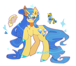 Size: 2048x1775 | Tagged: safe, artist:emoboy130, imported from derpibooru, lemony gem, pony, unicorn, brush, diamond earring, ear piercing, earring, female, hoof polish, horn, jewelry, mare, not lemon hearts, piercing, simple background, toy reference, white background