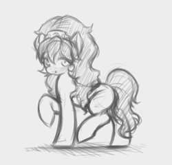 Size: 597x573 | Tagged: safe, imported from derpibooru, earth pony, pony, crown, drawthread, female, filly, foal, grayscale, ico el caballito valiente, ico the brave little horse, jewelry, looking at you, monochrome, pencil drawing, preciosa, raised hooves, regalia, simple background, sketch, solo, standing on two hooves, traditional art, white background