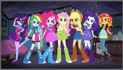 Size: 1163x669 | Tagged: safe, imported from twibooru, applejack, fluttershy, pinkie pie, rainbow dash, rarity, sci-twi, sunset shimmer, twilight sparkle, human, equestria girls, geode of empathy, geode of fauna, geode of shielding, geode of sugar bombs, geode of super speed, geode of super strength, geode of telekinesis, image, magical geodes, png, tales of canterlot high