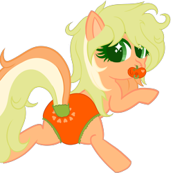 Size: 5000x5000 | Tagged: safe, imported from derpibooru, oc, oc only, oc:pumpkin twist, earth pony, pony, baby, baby pony, colored, curly mane, cute, diaper, diaper butt, diapered, female, filly, foal, looking back, messy mane, multicolored hair, pacifier, pumpkin, simple background, solo, transparent background