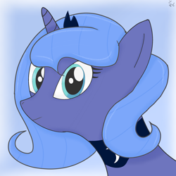 Size: 2048x2048 | Tagged: safe, imported from derpibooru, princess luna, alicorn, pony, blue mane, looking at you, s1 luna, simple background, smiling, solo