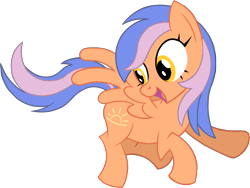 Size: 3364x2527 | Tagged: safe, artist:aprilfools, ponerpics exclusive, oc, oc:sunglow skies, pegasus, pony, female, flying, happy, mare, orange coat, ponerpics community collab 2024, simple background, solo, transparent background, two toned mane, wings, yellow eyes