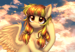 Size: 2630x1844 | Tagged: safe, artist:avrameow, imported from derpibooru, oc, oc only, pegasus, pony, pegasus oc, pigtails, solo, wings