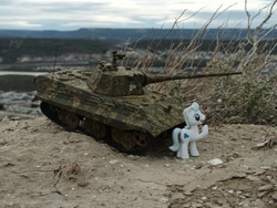 Size: 1032x774 | Tagged: safe, artist:dingopatagonico, imported from derpibooru, double diamond, earth pony, e-50, photo, solo, tank (vehicle), toy