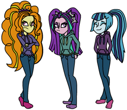 Size: 1003x872 | Tagged: safe, artist:flamefyre1235, imported from derpibooru, adagio dazzle, aria blaze, sonata dusk, equestria girls, clothes, female, hoodie, simple background, the dazzlings, transparent background