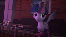 Size: 1920x1080 | Tagged: safe, artist:midnightdanny, twilight sparkle, pony, 3d, clothes, female, looking at you, mare, socks