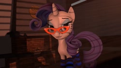 Size: 1920x1080 | Tagged: safe, artist:midnightdanny, rarity, pony, 3d, clothes, female, fireplace, glasses, mare, socks