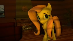 Size: 1920x1080 | Tagged: safe, artist:midnightdanny, fluttershy, pony, 3d, female, looking at you, mare