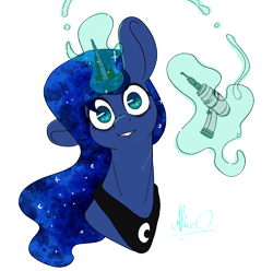 Size: 1840x1822 | Tagged: safe, artist:aliceg, imported from derpibooru, princess luna, alicorn, pony, drill, looking at you, magic, solo, staring into your soul