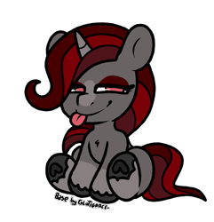 Size: 1587x1644 | Tagged: safe, artist:sexygoatgod, imported from derpibooru, oc, oc only, oc:velvet molasses, pony, unicorn, adoptable, female, horn, simple background, solo, tongue out, transparent background