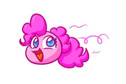 Size: 1130x749 | Tagged: safe, artist:zutcha, imported from derpibooru, pinkie pie, ball, colored pupils, cute, diapinkes, female, inanimate tf, open mouth, open smile, smiling, solo, transformation