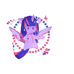 Size: 1080x1080 | Tagged: safe, artist:mengmao422, imported from derpibooru, twilight sparkle, alicorn, semi-anthro, chibi, cute, simple background, solo, twiabetes, twilight sparkle (alicorn), white background