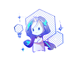 Size: 1080x1080 | Tagged: safe, artist:mengmao422, imported from derpibooru, rarity, semi-anthro, unicorn, abstract background, chibi, cute, horn, raribetes, simple background, white background