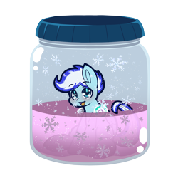 Size: 3508x3508 | Tagged: safe, artist:chiefywiffy, imported from derpibooru, oc, oc only, oc:snowy pop, pegasus, pony, jar, lewd container meme, male, pegasus oc, simple background, snow, snowflake, stallion, transparent background, wings