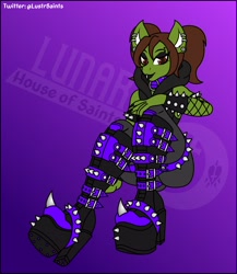 Size: 3549x4096 | Tagged: safe, artist:thunderboltx33, oc, oc only, anthro, boots, clothes, high heel boots, looking at you, shoes, sitting, solo, spikes