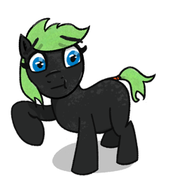 Size: 512x512 | Tagged: safe, artist:wren, oc, oc only, oc:fanonlilly, pony, awkward, female, mare, nervous, raised hoof, simple background, tail wrap, transparent background