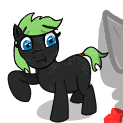 Size: 512x512 | Tagged: safe, artist:wren, edit, oc, oc only, oc:fanonlilly, pony, awkward, brick, bricks, female, imminent brick booty, mare, nervous, raised hoof, simple background, tail wrap, transparent background, trowel