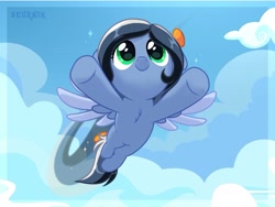 Size: 1527x1151 | Tagged: safe, artist:seurnik, oc, oc only, pony, female, flying, mare, sky