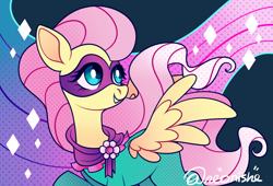 Size: 1110x756 | Tagged: safe, artist:neonishe, imported from derpibooru, fluttershy, saddle rager, pegasus, pony, power ponies (episode), clothes, female, mare, mask, power ponies, scarf, smiling, solo